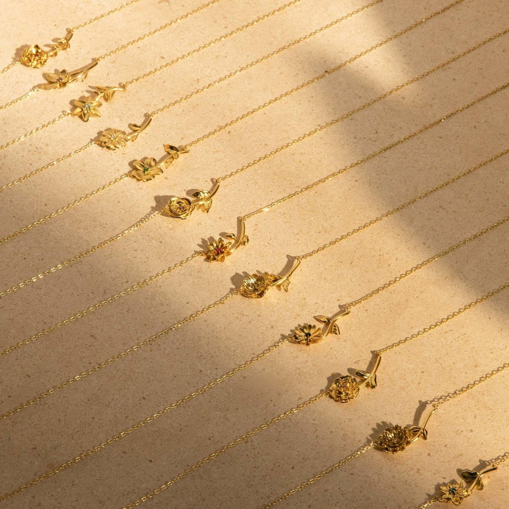 Maribelle Birth Flower Gold Necklace