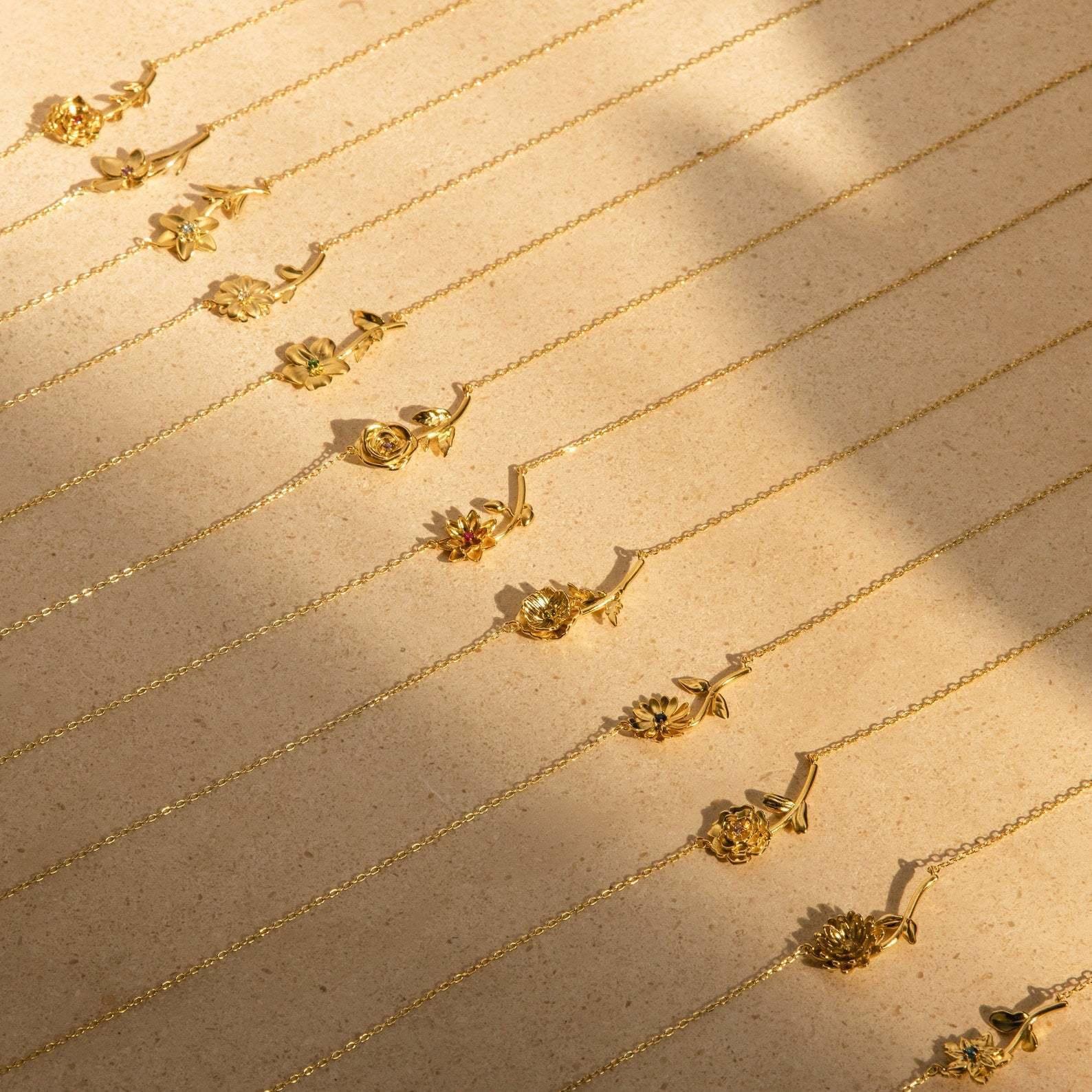 Maribelle Birth Flower Gold Necklace
