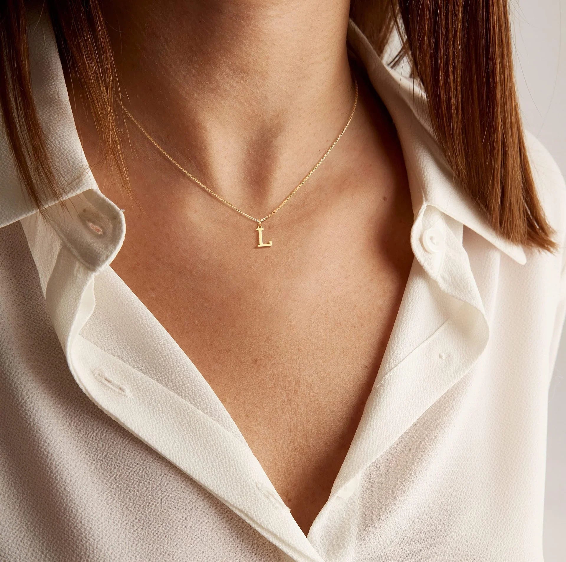 Therese Letter Initial Gold Necklace