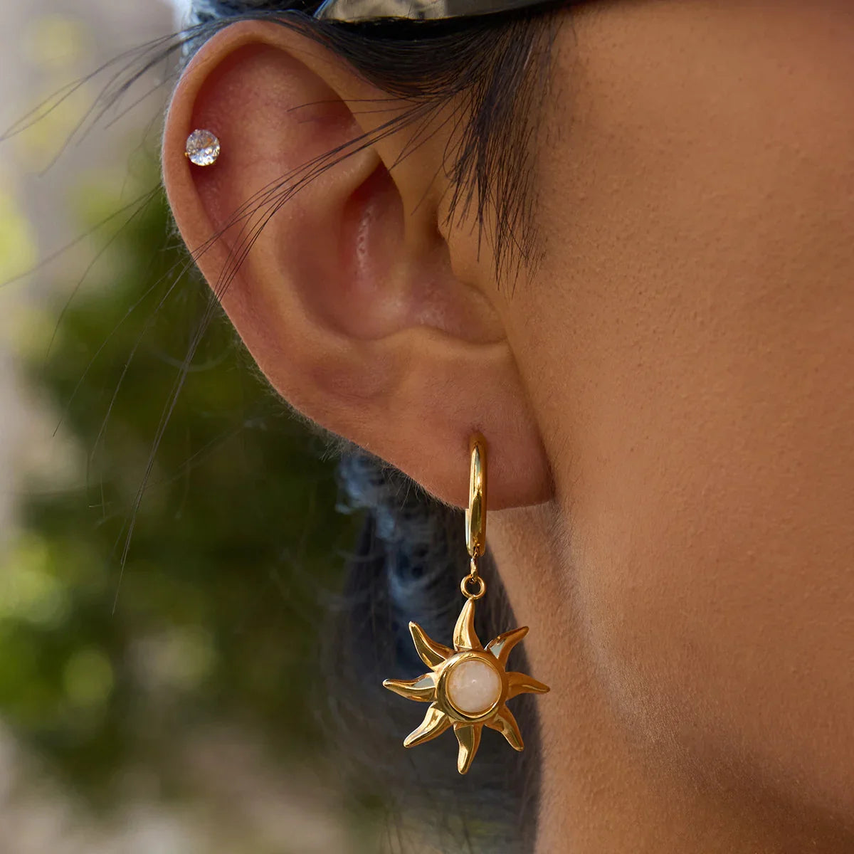 Helia Sun-shaped Moonstone Earrings