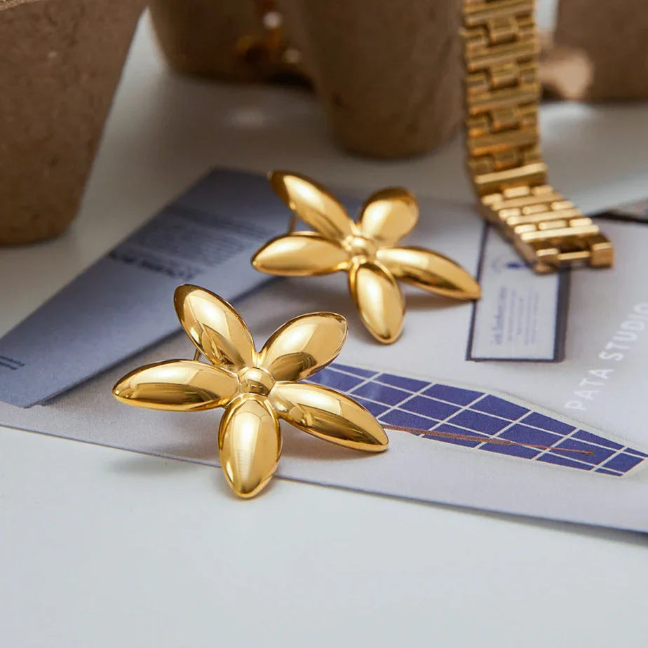 Monica Floral Gold Earrings